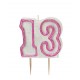 GLITZ PINK NUMERAL 13 CANDLE
