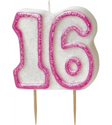 GLITZ PINK NUMERAL 16 CANDLE