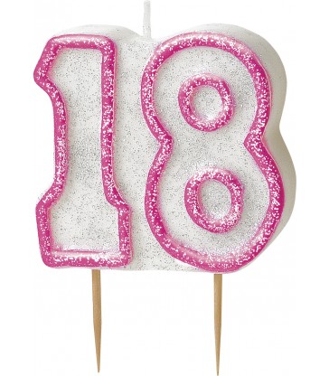 GLITZ PINK NUMERAL 18 CANDLE