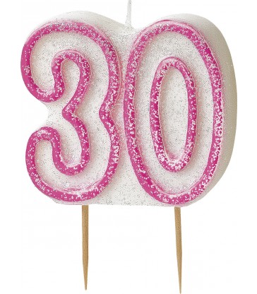 GLITZ PINK NUMERAL 30 CANDLE