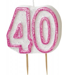 GLITZ PINK NUMERAL 40 CANDLE