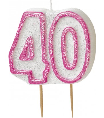 GLITZ PINK NUMERAL 40 CANDLE