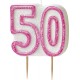 GLITZ PINK NUMERAL 50 CANDLE