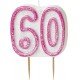 GLITZ PINK NUMERAL 60 CANDLE