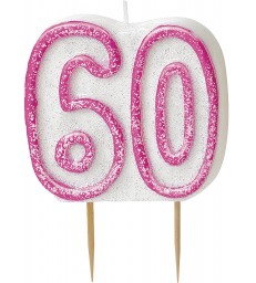 GLITZ PINK NUMERAL 60 CANDLE
