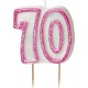 GLITZ PINK NUMERAL 70 CANDLE