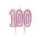 GLITZ PINK NUMERAL 100 CANDLE
