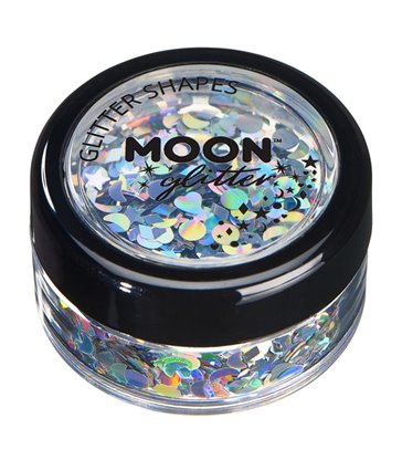 Moon Glitter Holographic Glitter Shapes, Silver