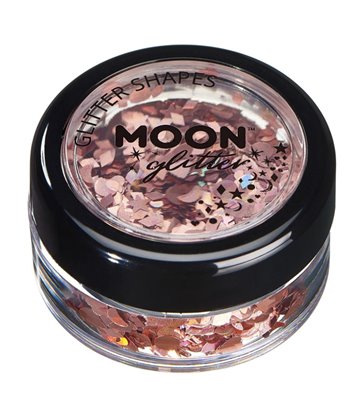 Moon Glitter Holographic Glitter Shapes, Rose Gold