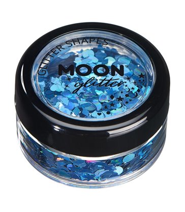 Moon Glitter Holographic Glitter Shapes, Blue