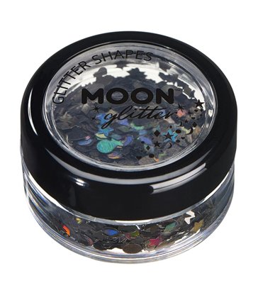 Moon Glitter Holographic Glitter Shapes, Black