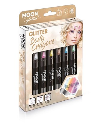 Moon Glitter Holographic Body Crayons, Assorted