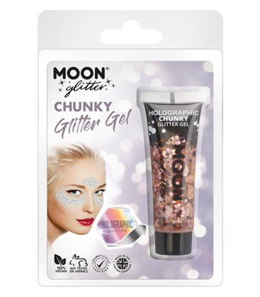 Moon Glitter Holographic Chunky Glitter Gel, Ros