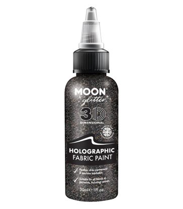 Moon Glitter Holographic Glitter Fabric Paint, Bla