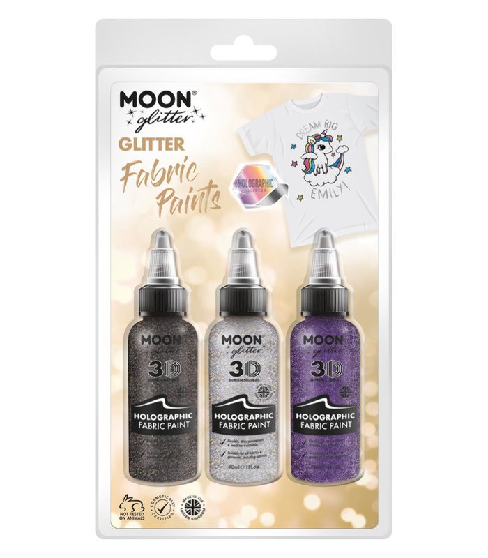 Holographic Glitter 3D Fabric Paint by Cosmic Moon - 30ml