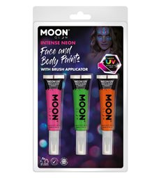 Moon Glow Intense Neon UV Face Paint and Brush,