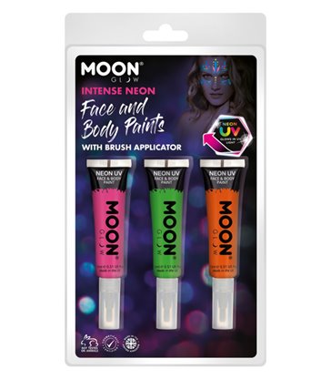 Moon Glow Intense Neon UV Face Paint and Brush,