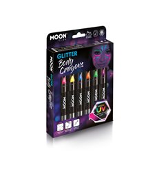 Moon Glow - Neon UV Glitter Body Crayons, Assorted