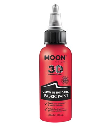 Moon Glow - Glow in the Dark Fabric Paint, Red