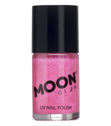 Moon Glow - Neon UV Glitter Nail Polish, Pink