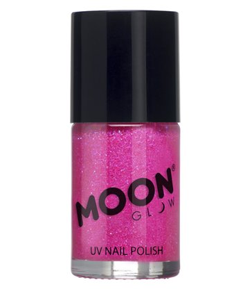 Moon Glow - Neon UV Glitter Nail Polish, Magenta