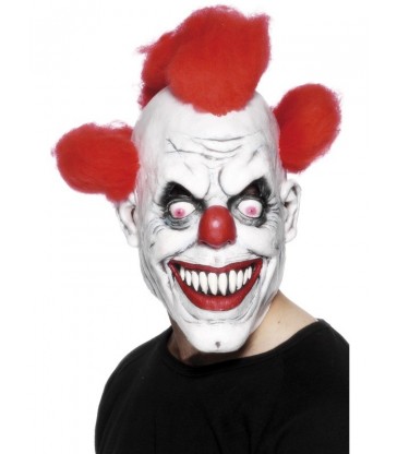 Clown 3/4 Latex Mask, Red & White