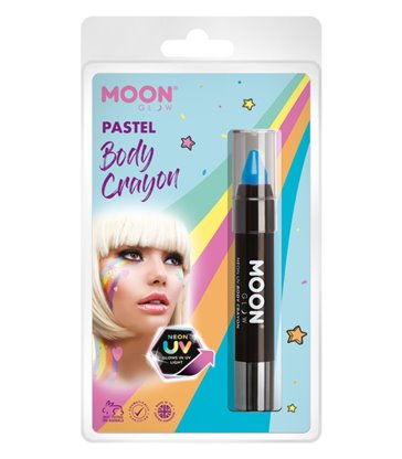 Moon Glow Pastel Neon UV Body Crayons, Pastel Blue