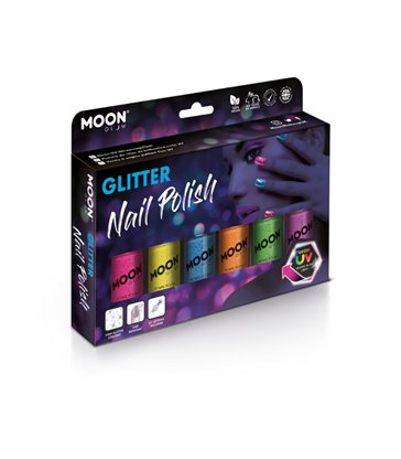 Moon Glow - Neon UV Glitter Nail Polish, Assorted