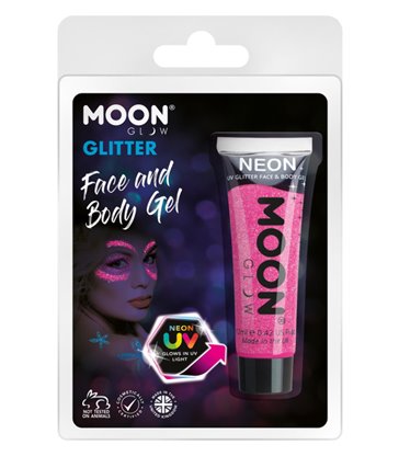 Moon Glow Neon UV Fine Glitter Gel, Hot Pink