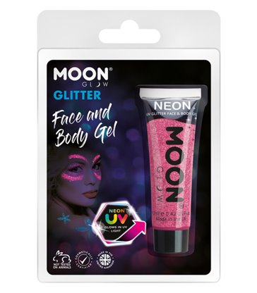 Moon Glow Neon UV Fine Glitter Gel, Pink