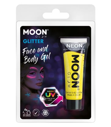 Moon Glow Neon UV Fine Glitter Gel, Yellow