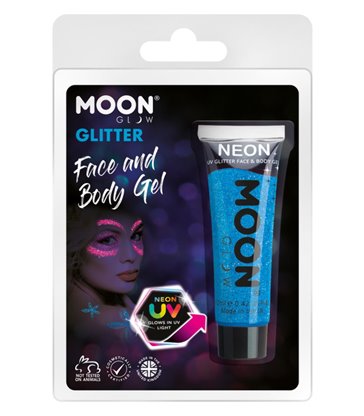 Moon Glow Neon UV Fine Glitter Gel, Blue