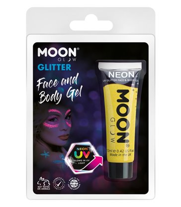 Moon Glow Neon UV Fine Glitter Gel, Golden