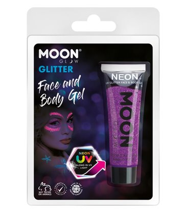 Moon Glow Neon UV Fine Glitter Gel, Purple