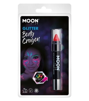 Moon Glow - Neon UV Glitter Body Crayosn, Red