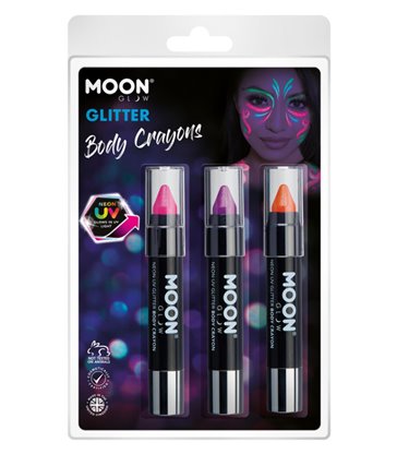 Moon Glow - Neon UV Glitter Body Crayons,