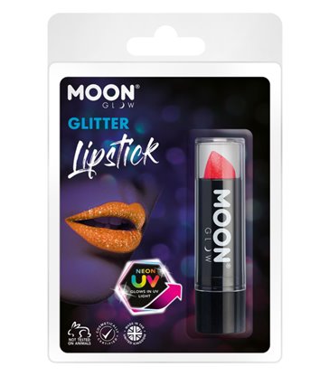 Moon Glow - Neon UV Glitter Lipstick, Red