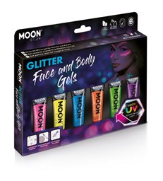 Moon Glow Neon UV Fine Glitter Gel, Assorted