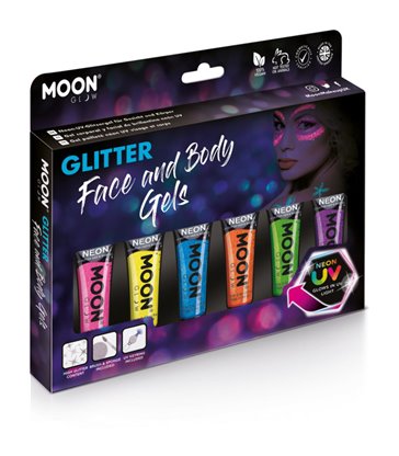 Moon Glow Neon UV Fine Glitter Gel, Assorted