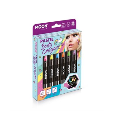 Moon Glow Pastel Neon UV Body Crayons, Assorted