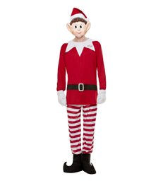 Elves Behavin' Badly Mens Elf Costume, Red & White