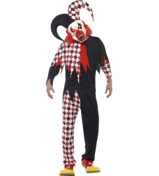 Crazed Jester Costume, Black & Red