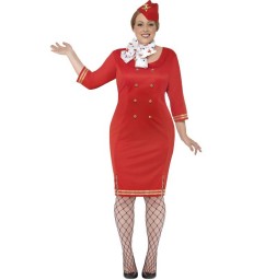 Curves Air Hostess Costume, Red