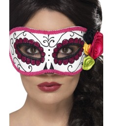 Day of the Dead Eyemask, White & Pink