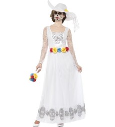 Day of the Dead Skeleton Bride Costume, White