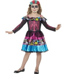 Day of the Dead Sweetheart Costume, Multi-Coloured