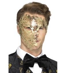 Deluxe Metal Filigree Phantom Mask, Gold